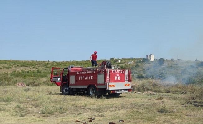 Çiftlikköy'de çıkan yangına erken müdahale